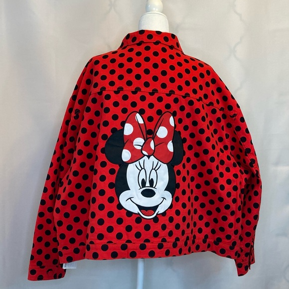 Disney Jackets & Blazers - Disney Parks Minnie Mouse Red with Black Polka Dots Jean Style Jacket Wo…